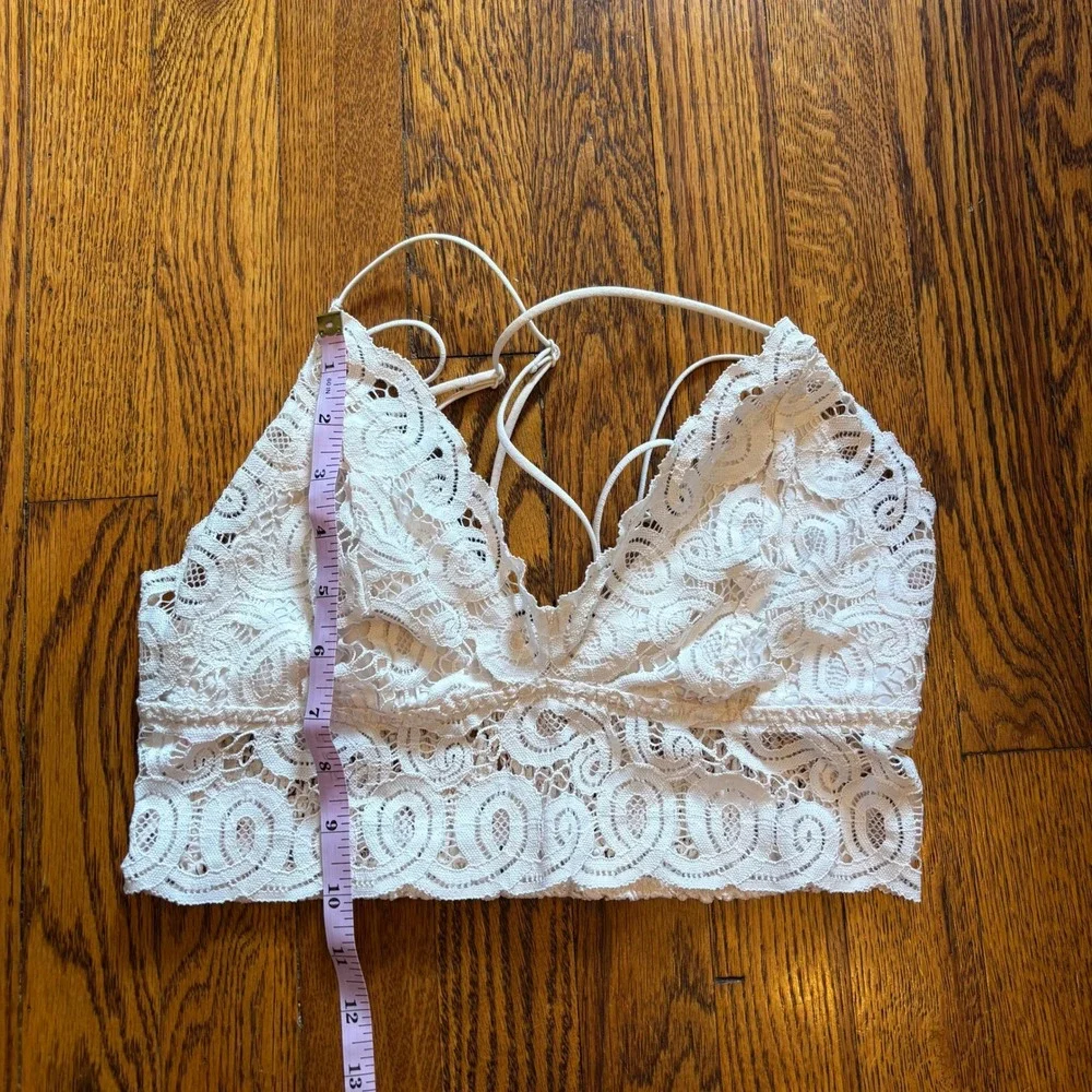 Victoria's Secret PINK White Lace Bralette Strappy Back Longline Size Large